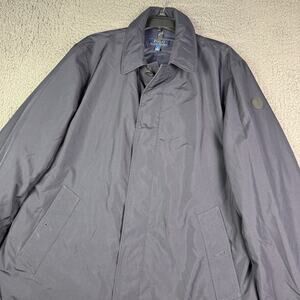 Polo Ralph Lauren Trench Coat Mens L Navy Blue Long Overcoat Full Zip Insulated